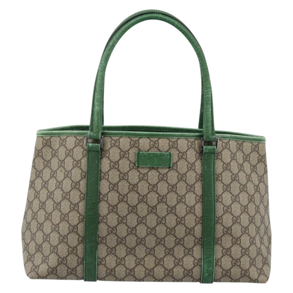 GUCCI GG Supreme Tote Bag PVC Beige Silver 114595 Auth 187057