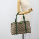 GUCCI GG Supreme Tote Bag PVC Beige Silver 114595 Auth 187057-22