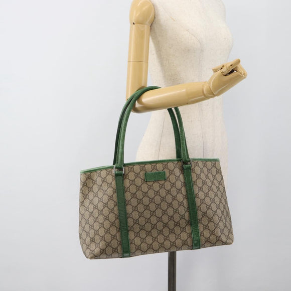GUCCI GG Supreme Tote Bag PVC Beige Silver 114595 Auth 187057