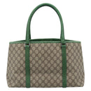 GUCCI GG Supreme Tote Bag PVC Beige Silver 114595 Auth 187057-3
