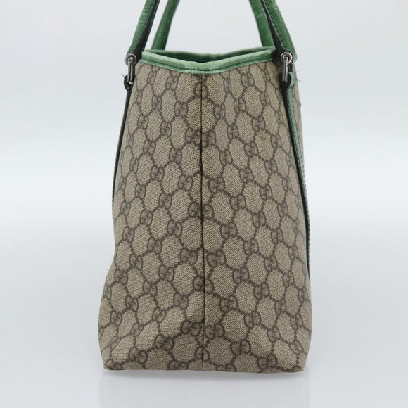 GUCCI GG Supreme Tote Bag PVC Beige Silver 114595 Auth 187057