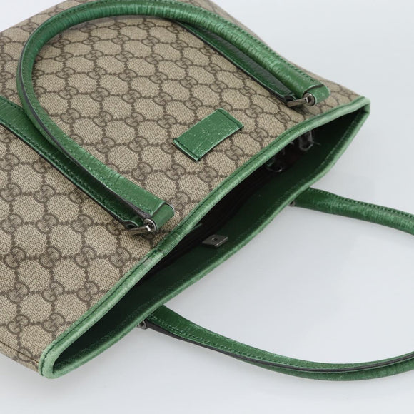 GUCCI GG Supreme Tote Bag PVC Beige Silver 114595 Auth 187057