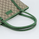 GUCCI GG Supreme Tote Bag PVC Beige Silver 114595 Auth 187057-8