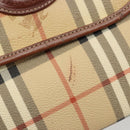 Burberrys Nova Check Shoulder Bag PVC Leather Beige Gold Auth 187080-10
