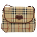 Burberrys Nova Check Shoulder Bag PVC Leather Beige Gold Auth 187080-13