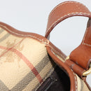 Burberrys Nova Check Shoulder Bag PVC Leather Beige Gold Auth 187080-11