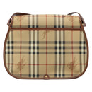 Burberrys Nova Check Shoulder Bag PVC Leather Beige Gold Auth 187080-2