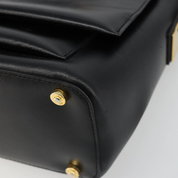 CELINE Shoulder Bag Leather Black Gold Auth 187081