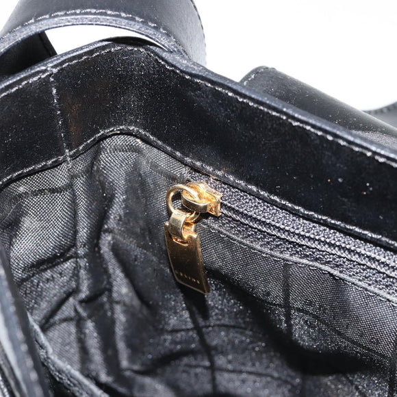 CELINE Shoulder Bag Leather Black Gold Auth 187081