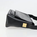 CELINE Shoulder Bag Leather Black Gold Auth 187081-5