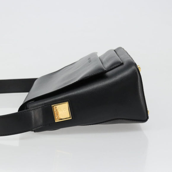 CELINE Shoulder Bag Leather Black Gold Auth 187081