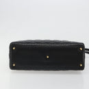 Christian Dior Lady Dior Canage Bag Lamb Skin 2way Black Gold Auth 187084SAM-5