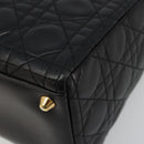 Christian Dior Lady Dior Canage Bag Lamb Skin 2way Black Gold Auth 187084SAM-16