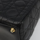 Christian Dior Lady Dior Canage Bag Lamb Skin 2way Black Gold Auth 187084SAM-18