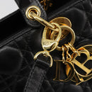 Christian Dior Lady Dior Canage Bag Lamb Skin 2way Black Gold Auth 187084SAM-9