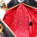 Christian Dior Lady Dior Canage Bag Lamb Skin 2way Black Gold Auth 187084SAM-24