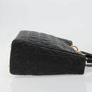 Christian Dior Lady Dior Canage Bag Lamb Skin 2way Black Gold Auth 187084SAM-3