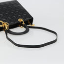 Christian Dior Lady Dior Canage Bag Lamb Skin 2way Black Gold Auth 187084SAM-8