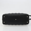 Christian Dior Lady Dior Canage Bag Lamb Skin 2way Black Silver Auth 187086SAM-5