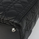 Christian Dior Lady Dior Canage Bag Lamb Skin 2way Black Silver Auth 187086SAM-16