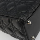 Christian Dior Lady Dior Canage Bag Lamb Skin 2way Black Silver Auth 187086SAM-17