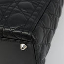 Christian Dior Lady Dior Canage Bag Lamb Skin 2way Black Silver Auth 187086SAM-18
