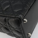 Christian Dior Lady Dior Canage Bag Lamb Skin 2way Black Silver Auth 187086SAM-19