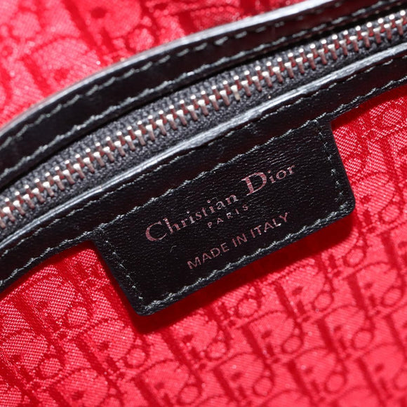 Christian Dior Lady Dior Canage Bag Lamb Skin 2way Black Silver Auth 187086SAM