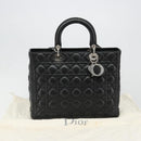 Christian Dior Lady Dior Canage Bag Lamb Skin 2way Black Silver Auth 187086SAM-12