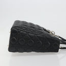 Christian Dior Lady Dior Canage Bag Lamb Skin 2way Black Silver Auth 187086SAM-3