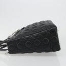 Christian Dior Lady Dior Canage Bag Lamb Skin 2way Black Silver Auth 187086SAM-4