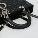 Christian Dior Lady Dior Canage Bag Lamb Skin 2way Black Silver Auth 187086SAM-7