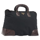 PRADA Hand Bag Nylon Black Gold Auth 187087-1