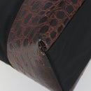 PRADA Hand Bag Nylon Black Gold Auth 187087-11