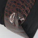 PRADA Hand Bag Nylon Black Gold Auth 187087-13