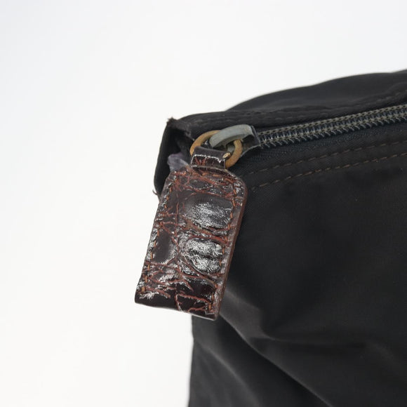PRADA Hand Bag Nylon Black Gold Auth 187087