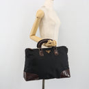 PRADA Hand Bag Nylon Black Gold Auth 187087-27