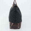 PRADA Hand Bag Nylon Black Gold Auth 187087-4