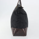 PRADA Hand Bag Nylon Black Gold Auth 187087-5