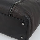 CHANEL Luxury Line Chain Tote Bag Leather Brown Silver CC Auth 187088SAV-15