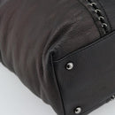 CHANEL Luxury Line Chain Tote Bag Leather Brown Silver CC Auth 187088SAV-16