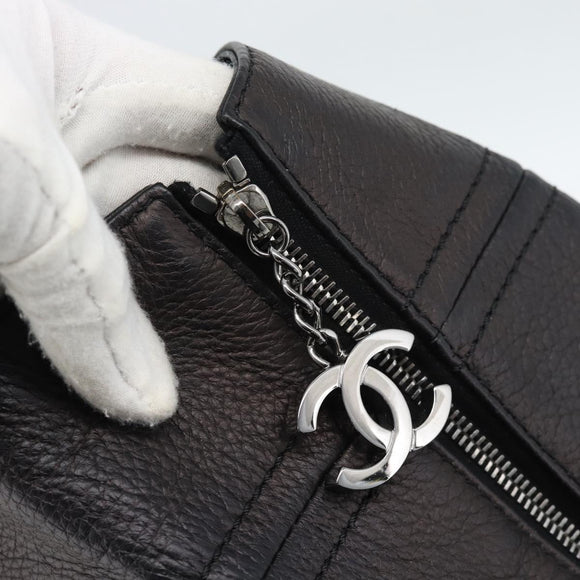 CHANEL Luxury Line Chain Tote Bag Leather Brown Silver CC Auth 187088SAV