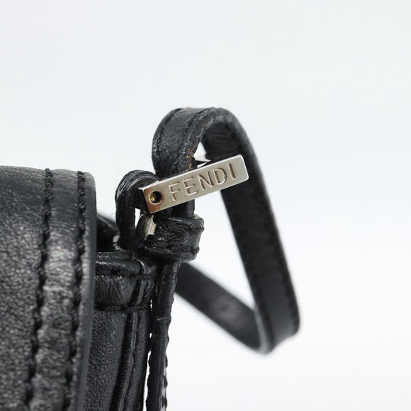 FENDI Mamma Baguette Shoulder Bag Leather Black Silver Auth 187091SAM