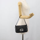 FENDI Mamma Baguette Shoulder Bag Leather Black Silver Auth 187091SAM-22