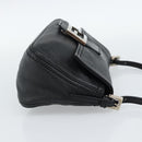 FENDI Mamma Baguette Shoulder Bag Leather Black Silver Auth 187091SAM-4