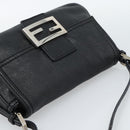FENDI Mamma Baguette Shoulder Bag Leather Black Silver Auth 187091SAM-6