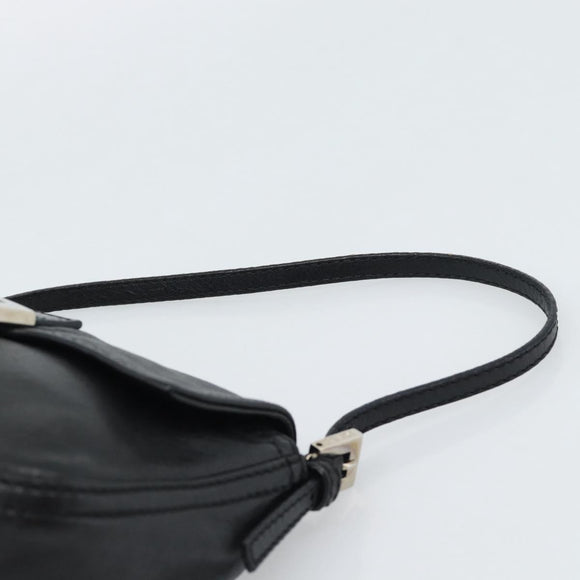 FENDI Mamma Baguette Shoulder Bag Leather Black Silver Auth 187091SAM