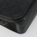 CHANEL Matelasse Chain Shoulder Bag Lamb Skin Black Gold CC Auth 187092SAM-11