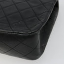 CHANEL Matelasse Chain Shoulder Bag Lamb Skin Black Gold CC Auth 187092SAM-12