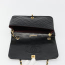 CHANEL Matelasse Chain Shoulder Bag Lamb Skin Black Gold CC Auth 187092SAM-15